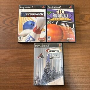 Sony PlayStation 2 Video Game Bundle PS2 3 Games Black Good Sports Bowling Snow